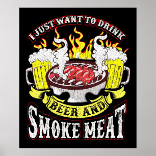 BBQ GRILLEN Grillen Bierrauchfleisch Funny Quote Poster