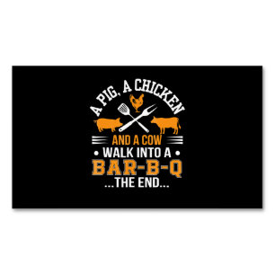 BBQ GRILLEN Lover Pig Hühnerkuh Laufen in die Ba Magnetische Visitenkarte