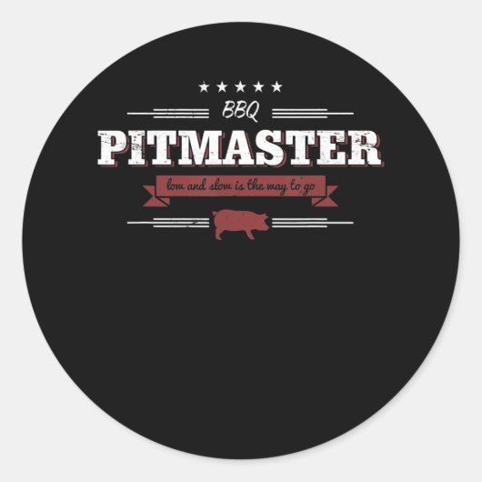 BBQ | GRILLEN Pitmaster niedrig und langsam ist de Runder Aufkleber (Vorderseite)