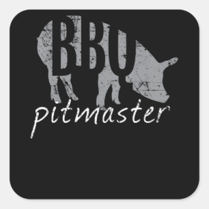 BBQ   GRILLEN Pitmaster Pig Grill Fans Day Quadratischer Aufkleber