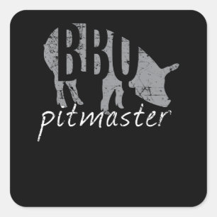 BBQ GRILLEN Pitmaster Pig Grill Fans Day Quadratischer Aufkleber