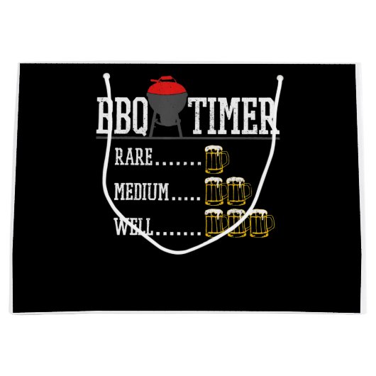 BBQ | GRILLEN Timer Funny Beer Steak Grill Grill Große Geschenktüte (Vorderseite)