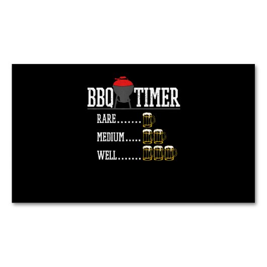 BBQ | GRILLEN Timer Funny Beer Steak Grill Grill Magnetische Visitenkarte (Vorderseite)