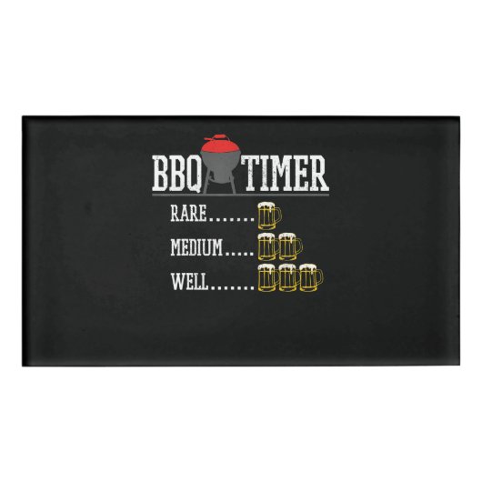 BBQ | GRILLEN Timer Funny Beer Steak Grill Grill Namenschild (Vorderseite)