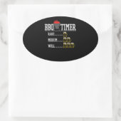 BBQ | GRILLEN Timer Funny Beer Steak Grill Grill Ovaler Aufkleber (Tasche)