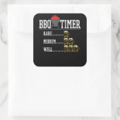 BBQ | GRILLEN Timer Funny Beer Steak Grill Grill Quadratischer Aufkleber (Tasche)