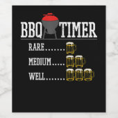 BBQ | GRILLEN Timer Funny Beer Steak Grill Grill Weinetikett (Einzelnes Label)