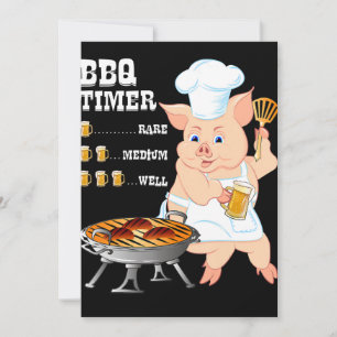 BBQ   GRILLEN Timer Pig Grill Barbecue Beer Lover  Feiertagskarte