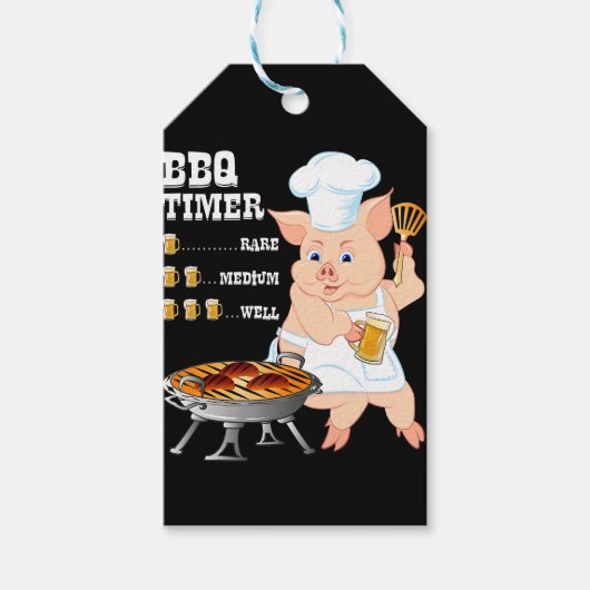 BBQ | GRILLEN Timer Pig Grill Barbecue Beer Lover Geschenkanhänger (Vorderseite)