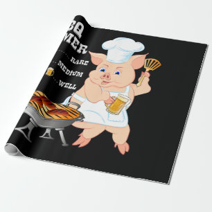BBQ   GRILLEN Timer Pig Grill Barbecue Beer Lover  Geschenkpapier