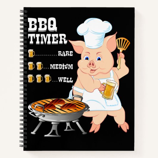BBQ | GRILLEN Timer Pig Grill Barbecue Beer Lover Notizblock (Vorderseite)