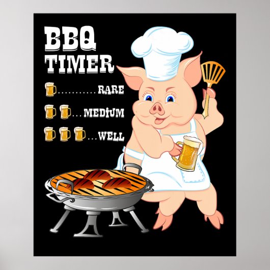 BBQ | GRILLEN Timer Pig Grill Barbecue Beer Lover Poster (Vorne)
