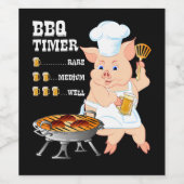 BBQ | GRILLEN Timer Pig Grill Barbecue Beer Lover  Weinetikett (Einzelnes Label)