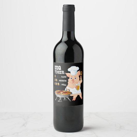 BBQ | GRILLEN Timer Pig Grill Barbecue Beer Lover  Weinetikett (Vorderseite)