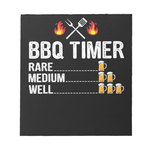 BBQ | GRILLEN Timer trinkt Grillbär Notizblock (Vorderseite)
