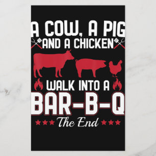 BBQ GRILLEN Vater Joh einer Kuh ein Schwein und Briefpapier