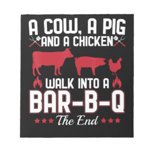 BBQ   GRILLEN Vater Joh einer Kuh ein Schwein und  Notizblock