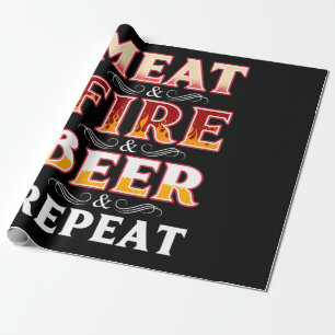 BBQ   Grillrocknung Fleisch-Feuerbiere wiederholen Geschenkpapier