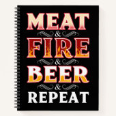 BBQ | Grillrocknung Fleisch-Feuerbiere wiederholen Notizblock (Vorderseite)
