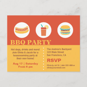 BBQ-Hot-Dog- und Burger-Haus-Einweihungsparty Einladung