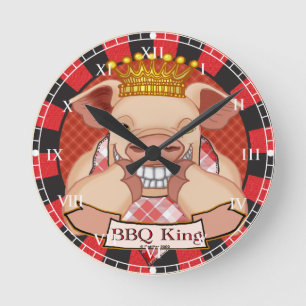 BBQ-König-Schweineuhr Runde Wanduhr
