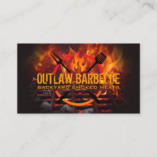 BBQ-Logo | Feuerwehren und Holzkohle Visitenkarte (Vorderseite)