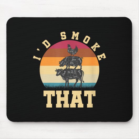 Bbq lustige Männer Barbecue-Party-Geschenk Retro-B Mousepad (Vorne)