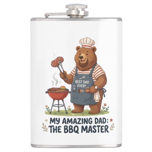 BBQ-Meister-Bär-Vater-Design Flachmann (Vorderseite)