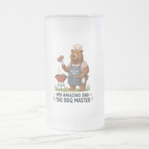 BBQ-Meister-Bär-Vater-Design Mattglas Bierglas