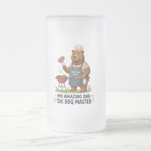 BBQ-Meister-Bär-Vater-Design Mattglas Bierglas (Mittel)
