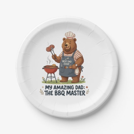 BBQ-Meister-Bär-Vater-Design Pappteller (Vorderseite)