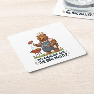 BBQ-Meister-Bär-Vater-Design Rechteckiger Pappuntersetzer