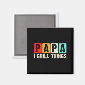 BBQ Papa I Grill Things Retro Backyard Cooking Magnet (Vorderseite/Rückseite)