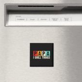 BBQ Papa I Grill Things Retro Backyard Cooking Magnet (In Situ (Geschirrspüler))