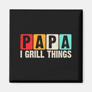 BBQ Papa I Grill Things Retro Backyard Cooking Magnet