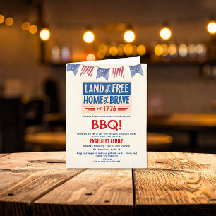 BBQ-Party Patriotisch Amerikanisch 4. Juli Gefalte Einladung