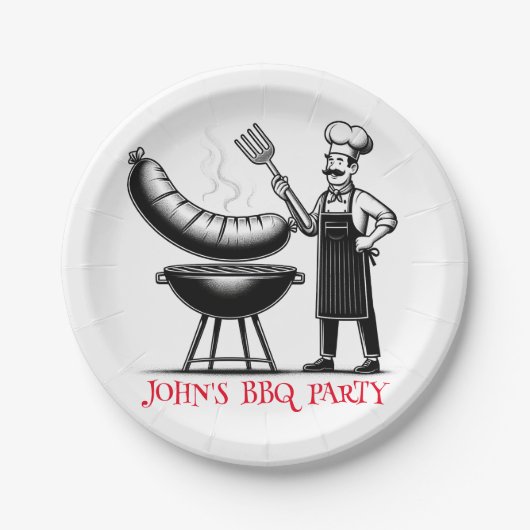 BBQ Party Personalized Chef Pappteller (Vorderseite)