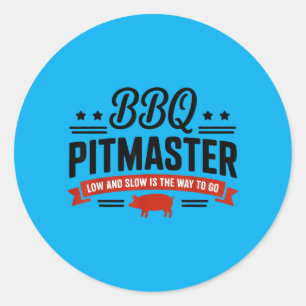 BBQ-Pitmaster Low-Slow-Smoker-Grill Runder Aufkleber