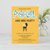 BBQ-Poolparty Einladung (Stehend Vorderseite)