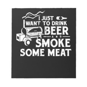 BBQ-Rauchgrillmeister-Geschenk trinke Bier raucht Notizblock
