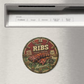 BBQ Ribs Smokehouse Barbecue  Grill Master Gift Magnet (In Situ (Geschirrspüler))