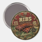 BBQ Ribs Smokehouse Barbecue  Grill Master Gift Magnet (Vorderseite/Rückseite)