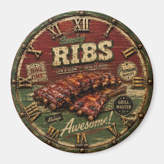 BBQ Ribs Smokehouse Barbecue  Grill Master Gift Magnet (Vorne)