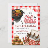 BBQ-Rot-Gingham-Grill-und-Chill-Geburtstag Einladung (Vorderseite)