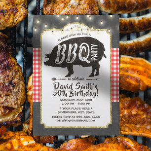 BBQ-Schweinebraten-Geburtstagsfeier Vintage-Schult Einladung