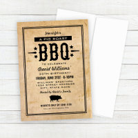 BBQ-Schweinebraten Vintage-Papier Geburtstag