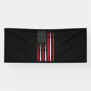 BBQ Shirt for Men Vater Gift Patriotic USA Flag Banner