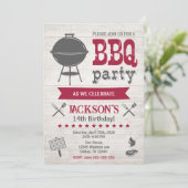 BBQ Sommer Garten Geburtstagsfeier Rustikal Einladung (Stehend Vorderseite)