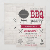 BBQ Sommer Garten Geburtstagsfeier Rustikal Einladung (Vorne/Hinten)