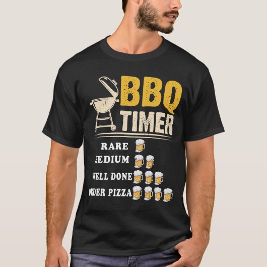 Bbq Timer Flag Funny Barbecue Grill 4th July Dad  T-Shirt (Vorderseite)